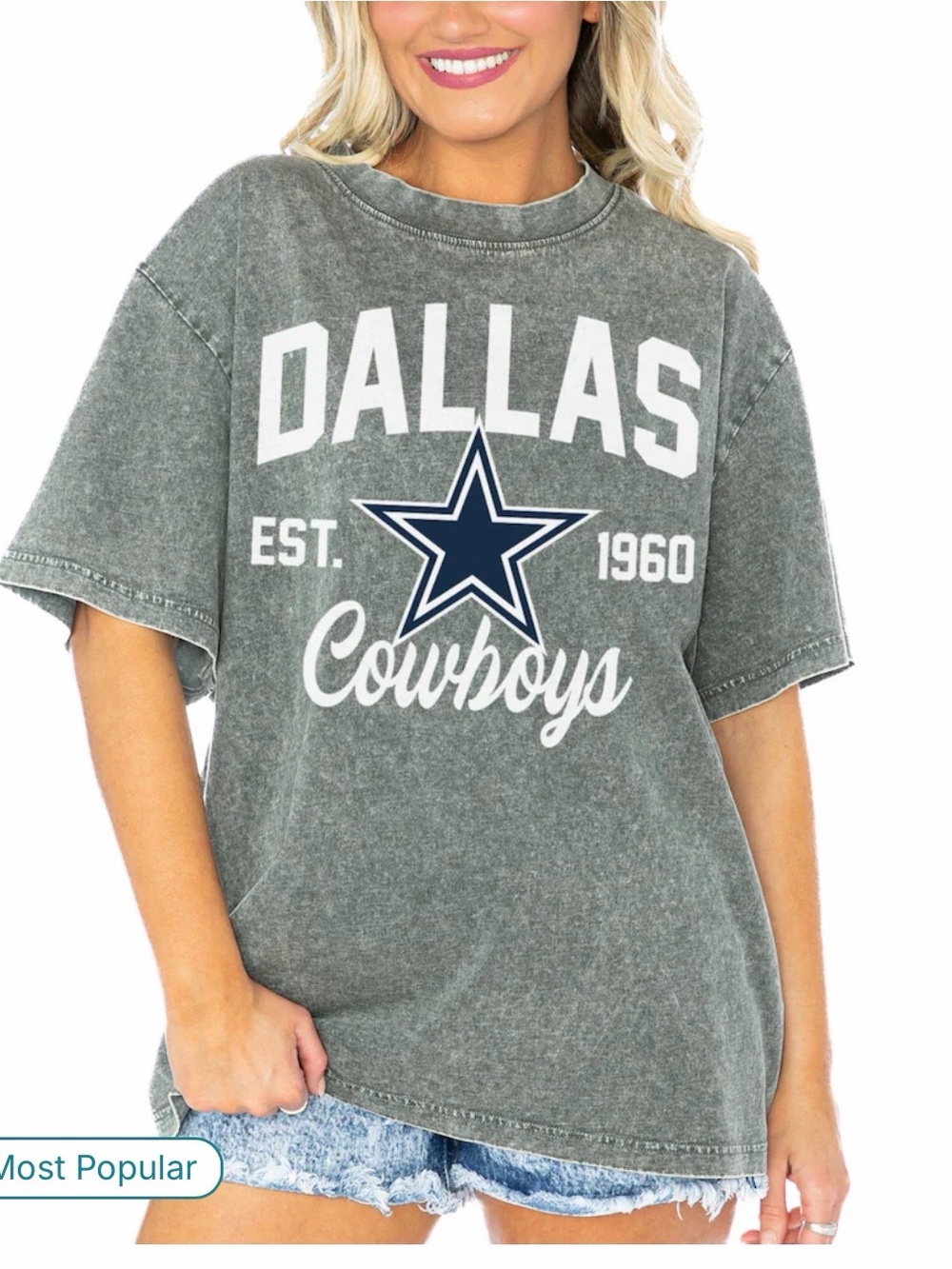 Dallas Cowboys Graphic Tee - Vintage Wash Gray
